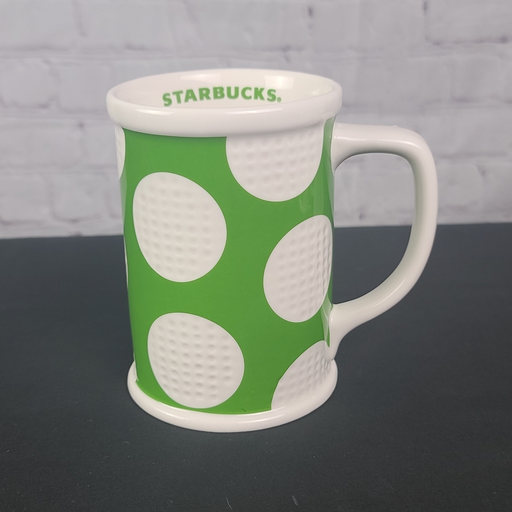 Starbucks 2007 16 Oz Golf Motif 3D Mug Green and White.